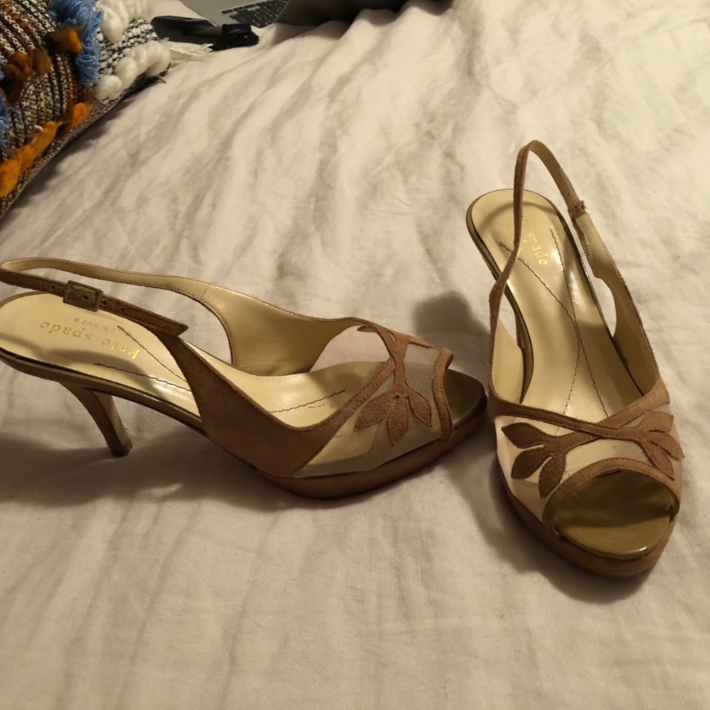Kate Spade - Nude suede and mesh heels